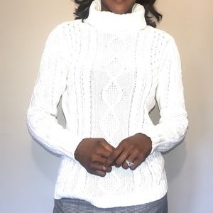 Cable-nit turtleneck sweater